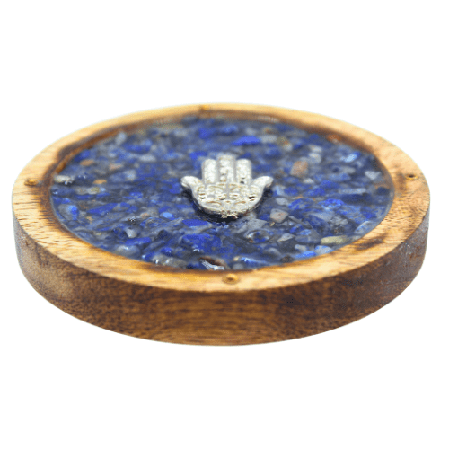 Fatima Hand Incense Holder With Lapis Lazuli Chips