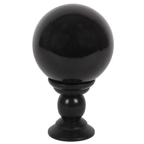 LARGE BLACK CRYSTAL BALL ON STAND