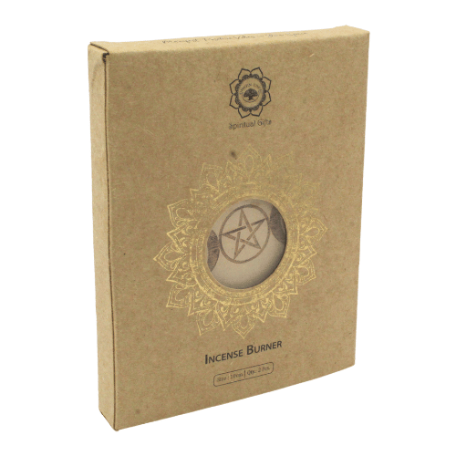 Wooden Incense Burner Triple Moon & Star 10 cm