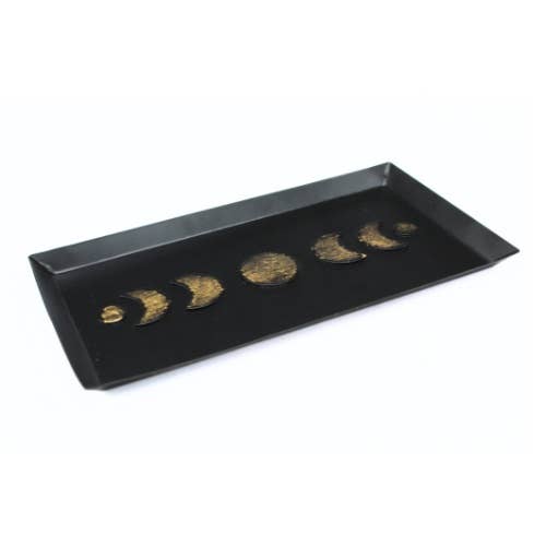 Iron Tray Moon Phase Black 22x12 cm