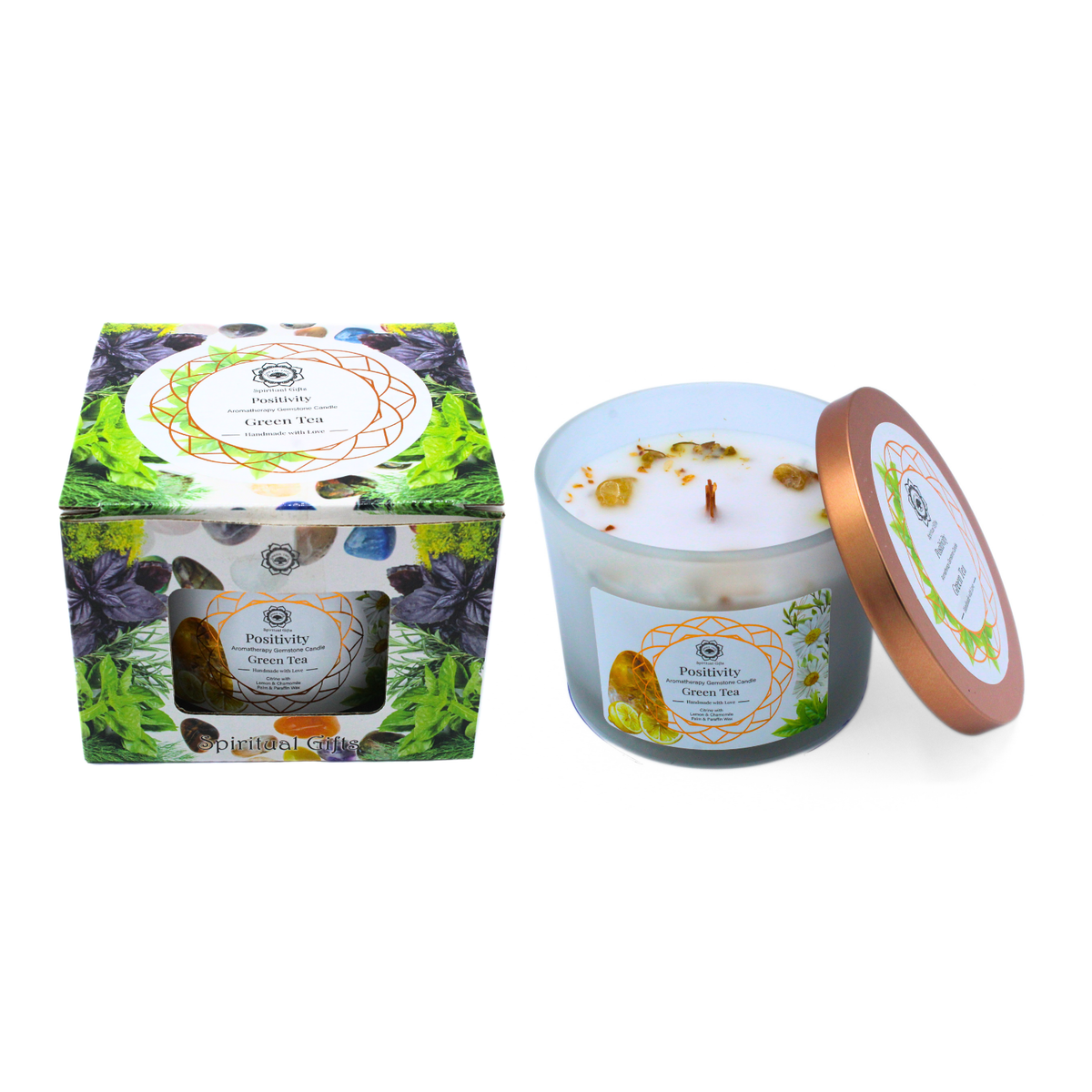 Green Tree Gemstone Candle Positivity Green Tea  256g