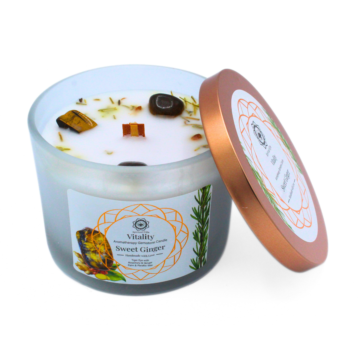 Green Tree Gemstone Candle Vitality Sweet Ginger 256g