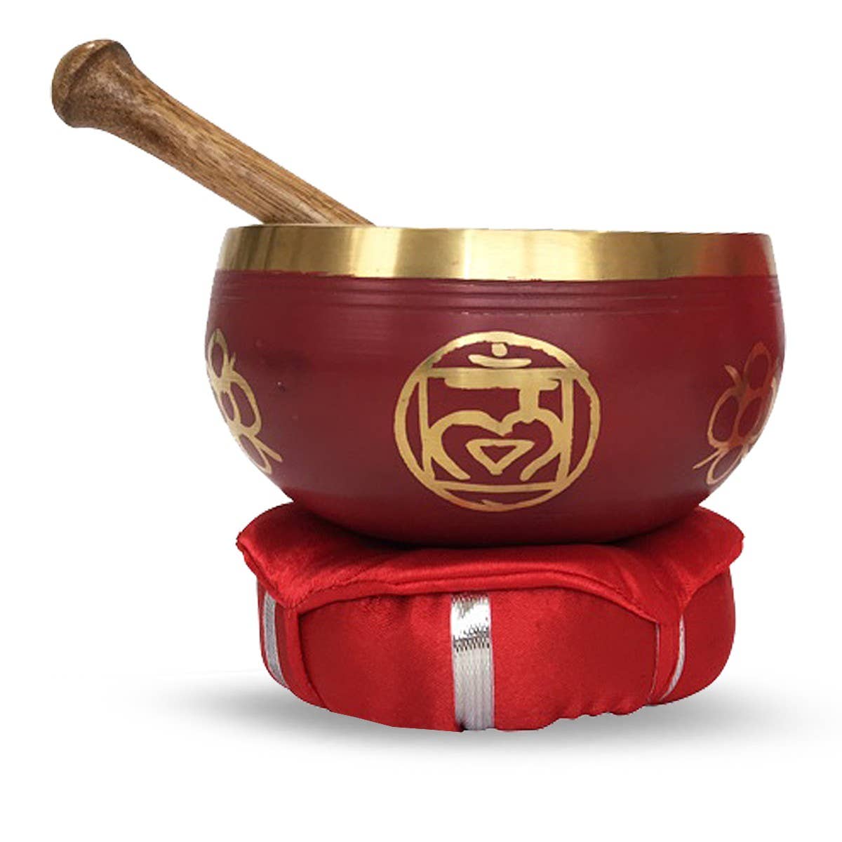 Brass Singing Bowl with stick & Cushion 10 cm Base Chakra