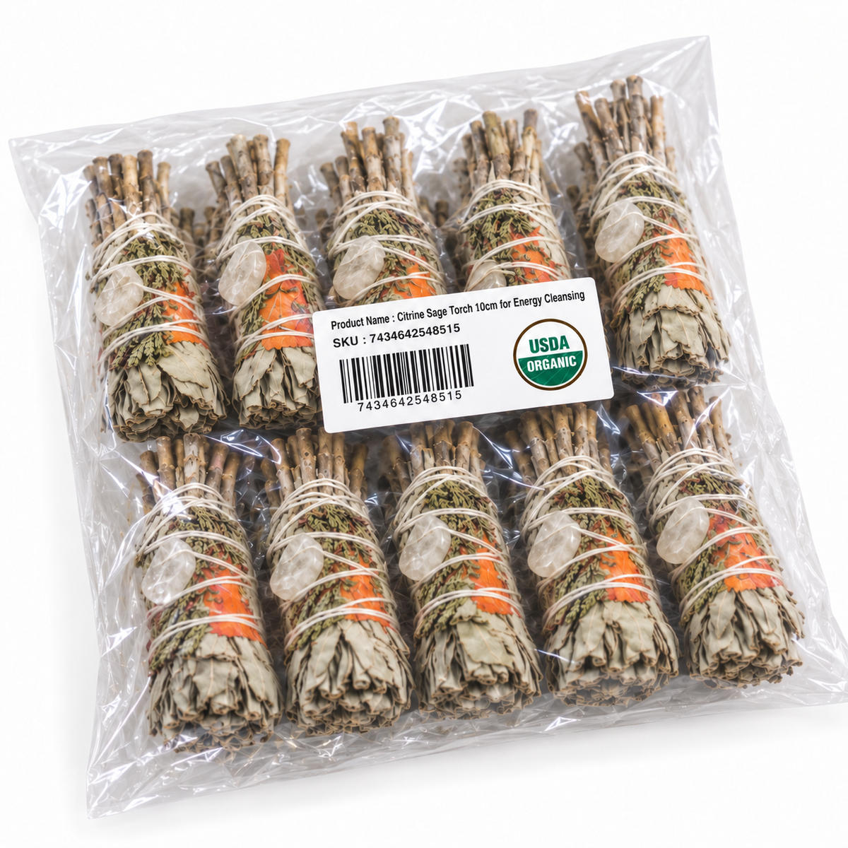Cleansing Energy Sage Torch (with Citrine) 10 cm