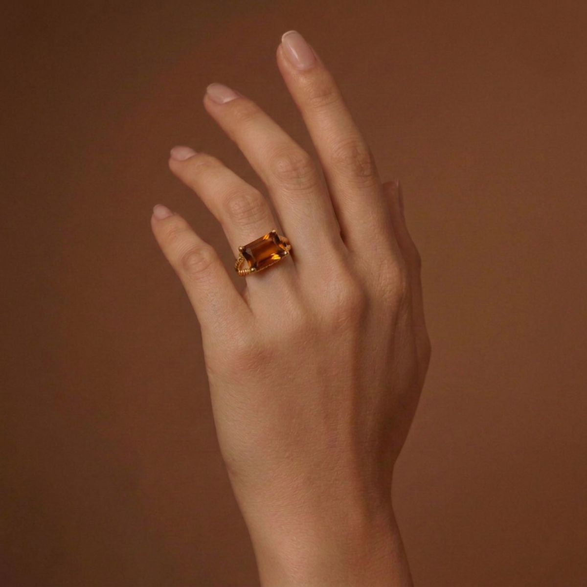 925 Sterling Silver Rectangle Ring Garnet