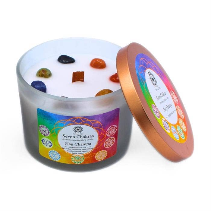Green Tree Gemstone Candle Seven Chakras Nag Champa 256g
