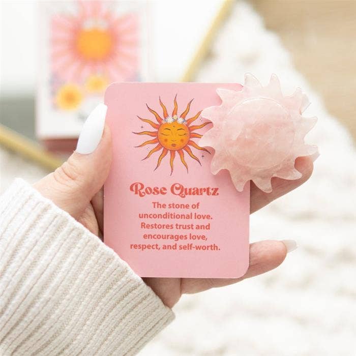 Rose Quartz Crystal Sun Keepsake Stone In A Box