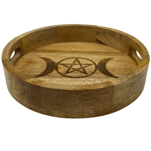 Mango Wood Tray Triple Moon & Star