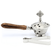 Incense Burner and Tong Nickel (8 cm) Set of 2