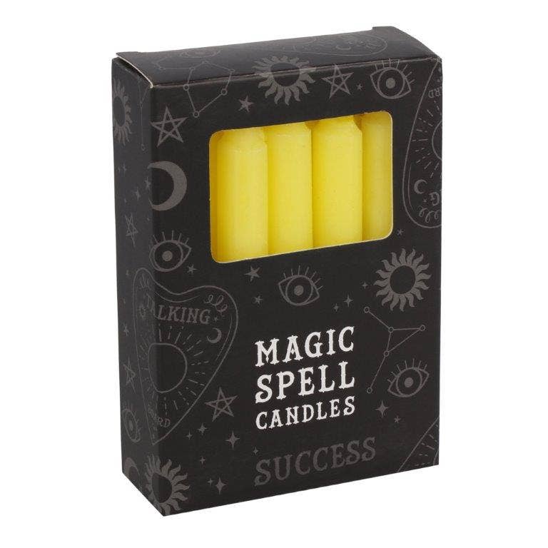 Pack of 12 Yellow 'Success' Spell Candles