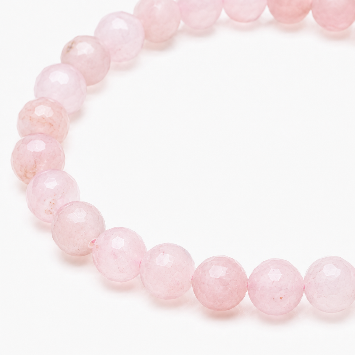 Rose Quartz Faceted Beads Bracelet 6mm - Madagascar