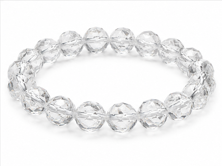 Rock Crystal Faceted Beads Bracelet 8mm - Brazil
