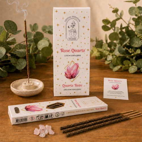 Native Soul Crystal Intention incense with Rose Quartz chips