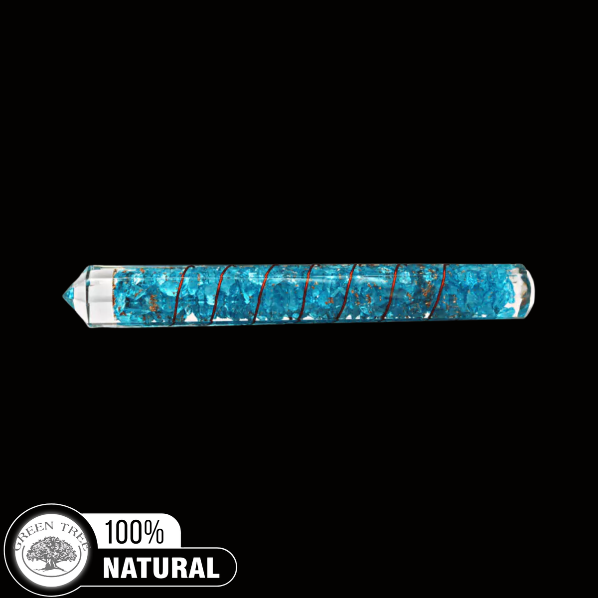 Orgone Faceted Massage Wand Blue Topaz With Copper Wire