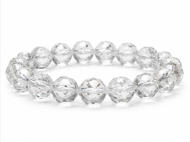 Rock Crystal Faceted Beads Bracelet 8mm - Brazil