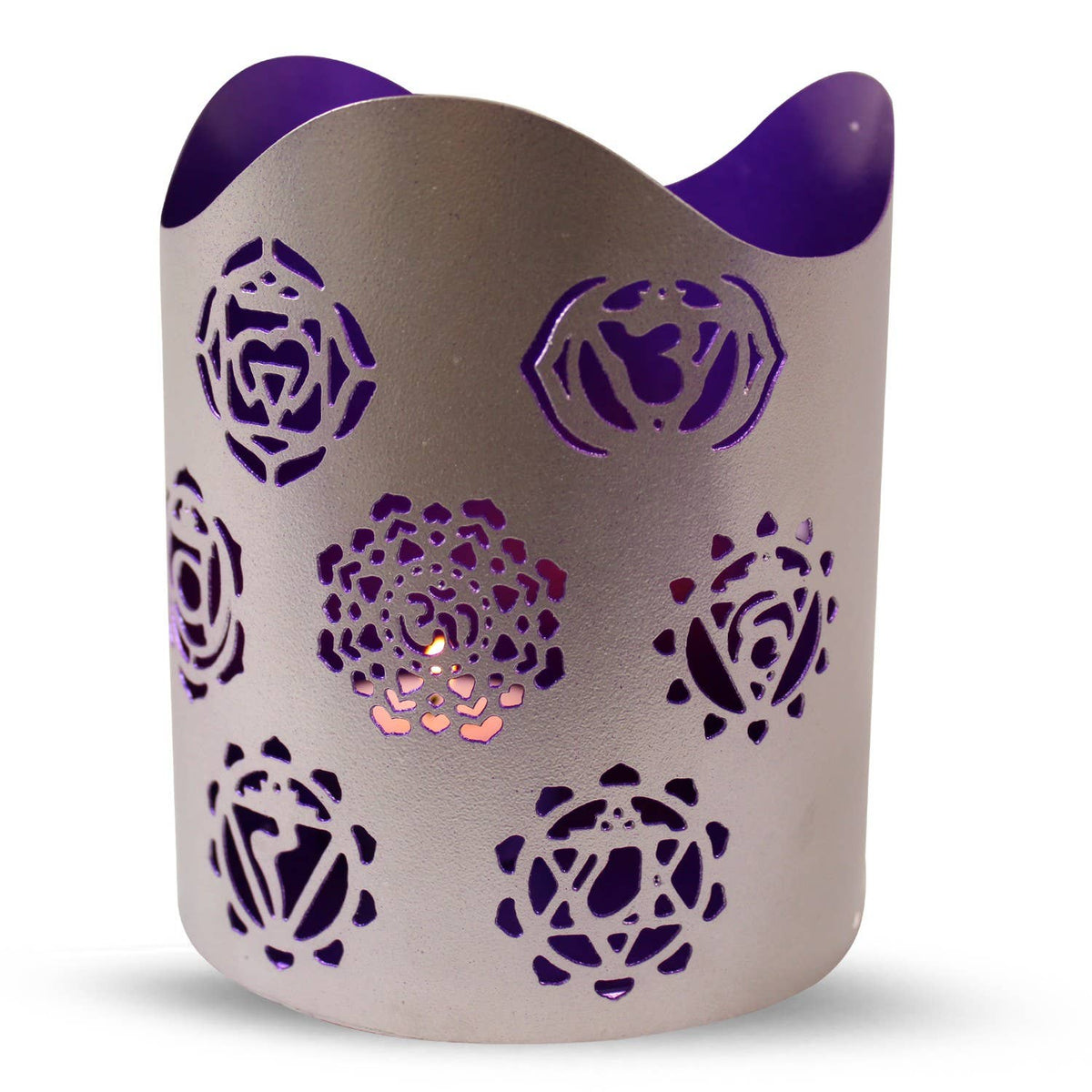 ROUND METAL CANDLE HOLDER-7 CHAKRAS