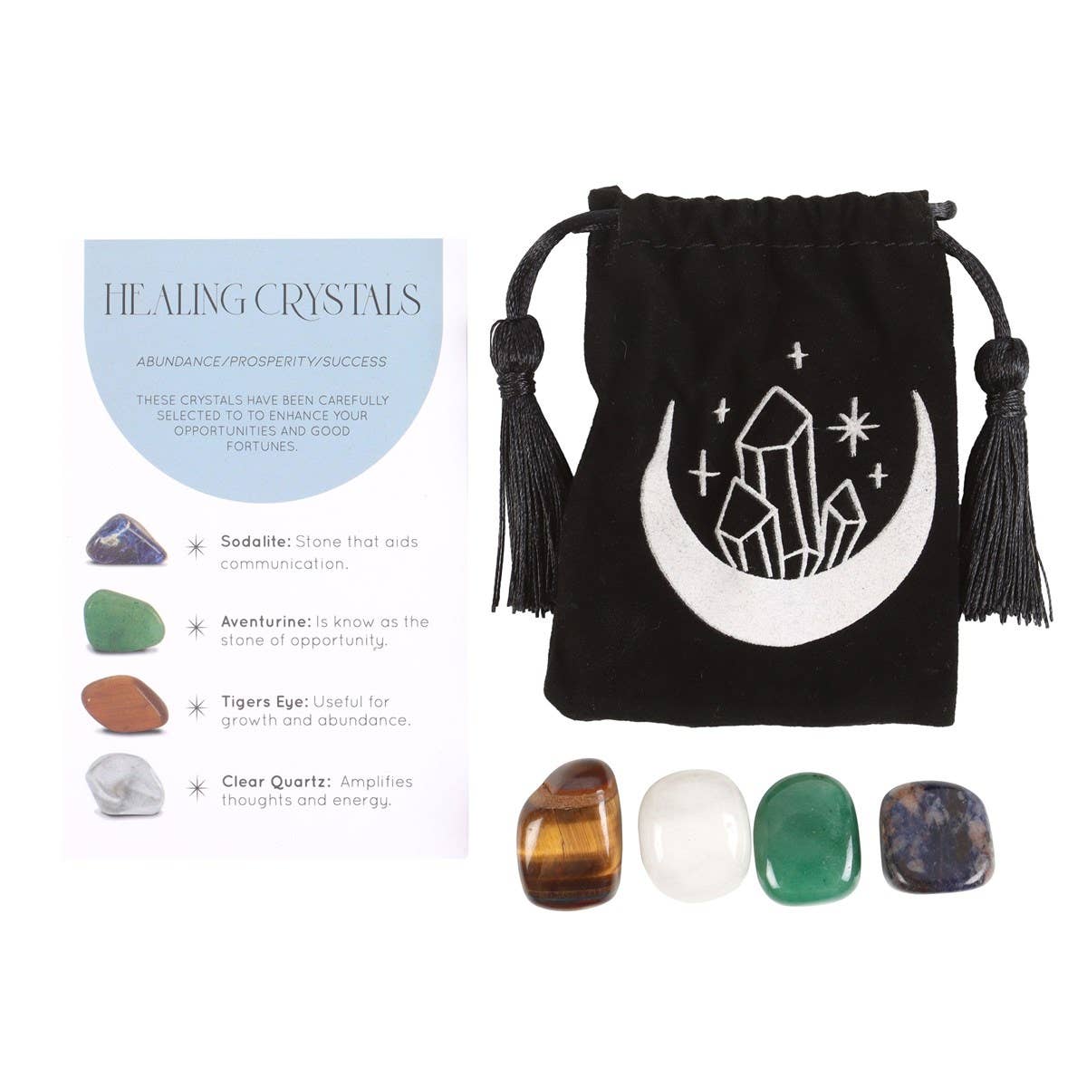 Success Healing Crystal Set With Moon Trinket Dish