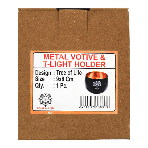 Tealight Holder Tree Of Life Black & Copper