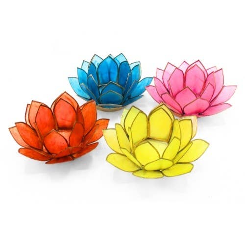 Seven Chakra Capiz Shell candle holders set of 7