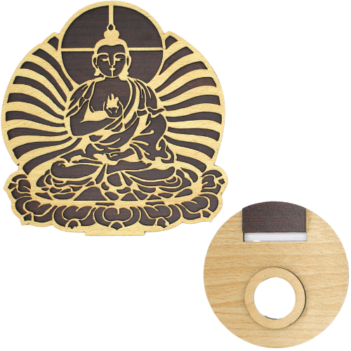 Wooden Sphere Holder Buddha