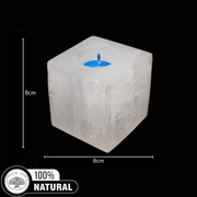 Selenite Candle Holder Cube 8x8x8cm