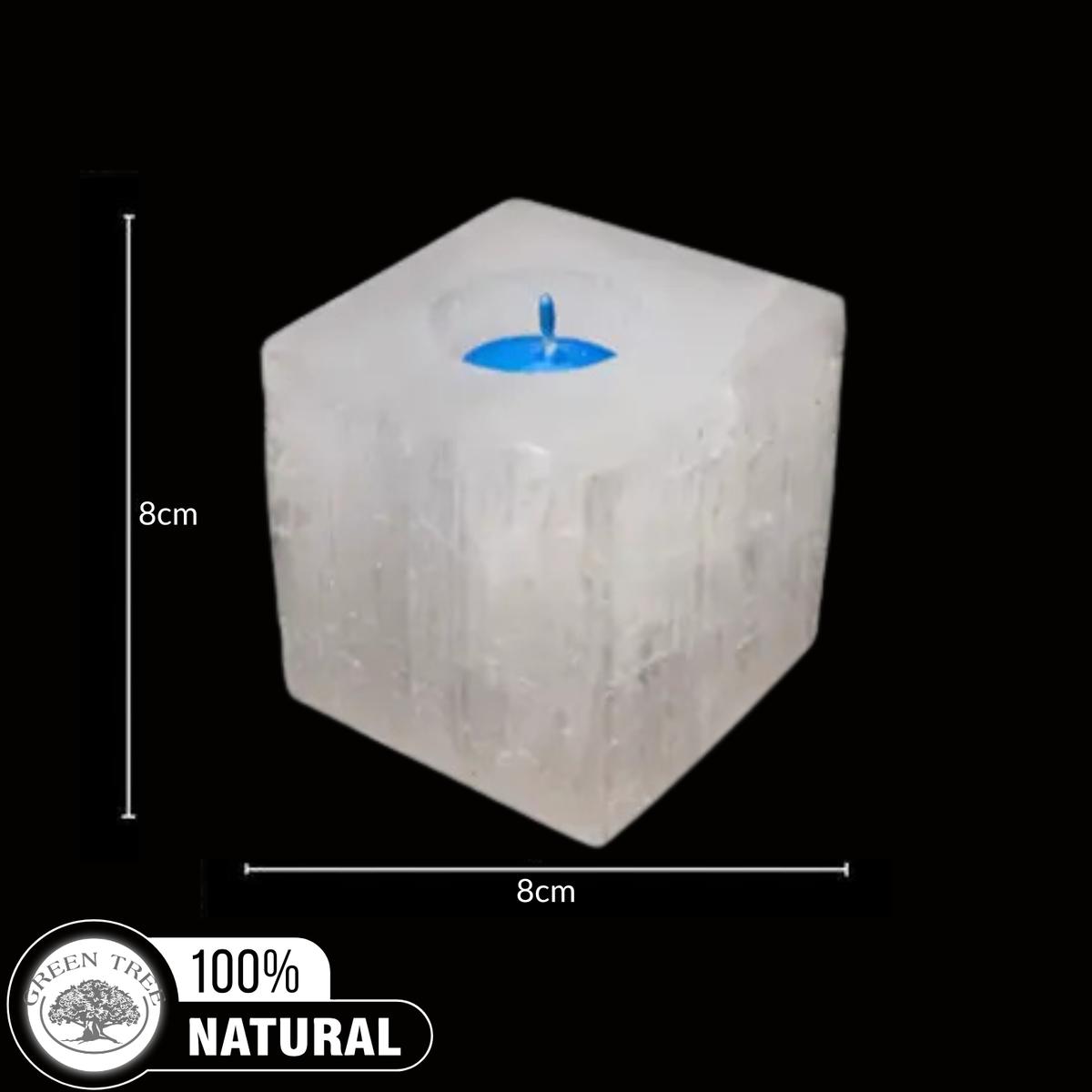 Selenite Candle Holder Cube 8x8x8cm