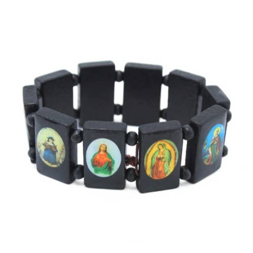 Black Wooden Saints Bracelet (12 pcs)