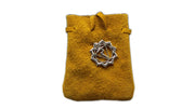 Suede Pouch-Yellow With Chackra Symbol 3.25X2.75"