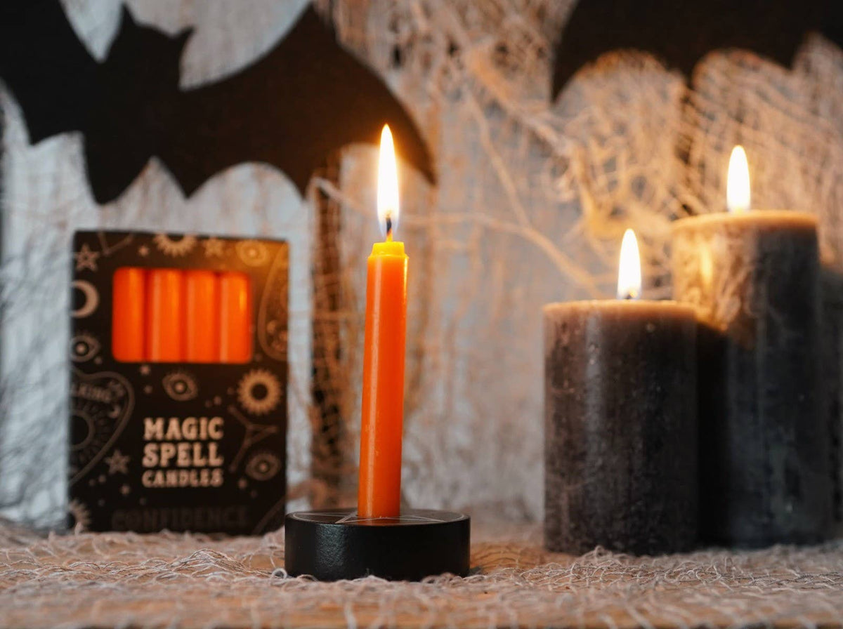 Pack of 12 Orange 'Confidence' Spell Candles