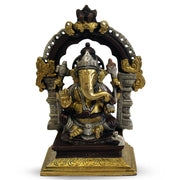 Ganesh Sitting Yelli Ring On Sq. Base (South Brass Finish)7"