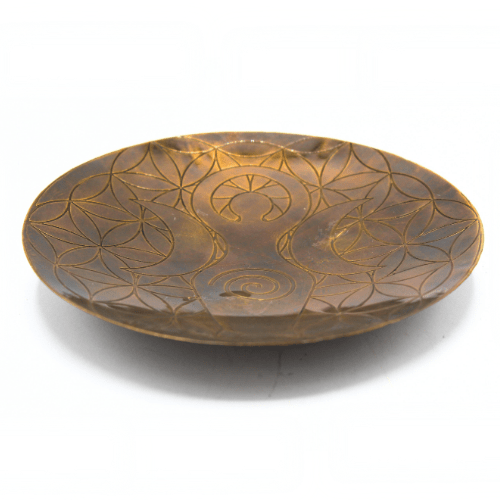 Offering Plate Flower Of Life, Spiral & Crescent Moons