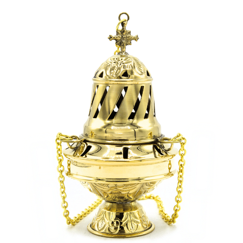 Incense Burner, Cup and  Tong Brass ( 15 cm )
