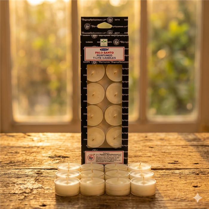Satya Palo Santo  T- Lite Candle 14 Gms x 12 pcs