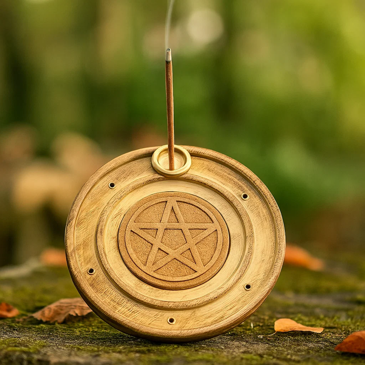 Wooden Incense Holder Pentagram 10 cm