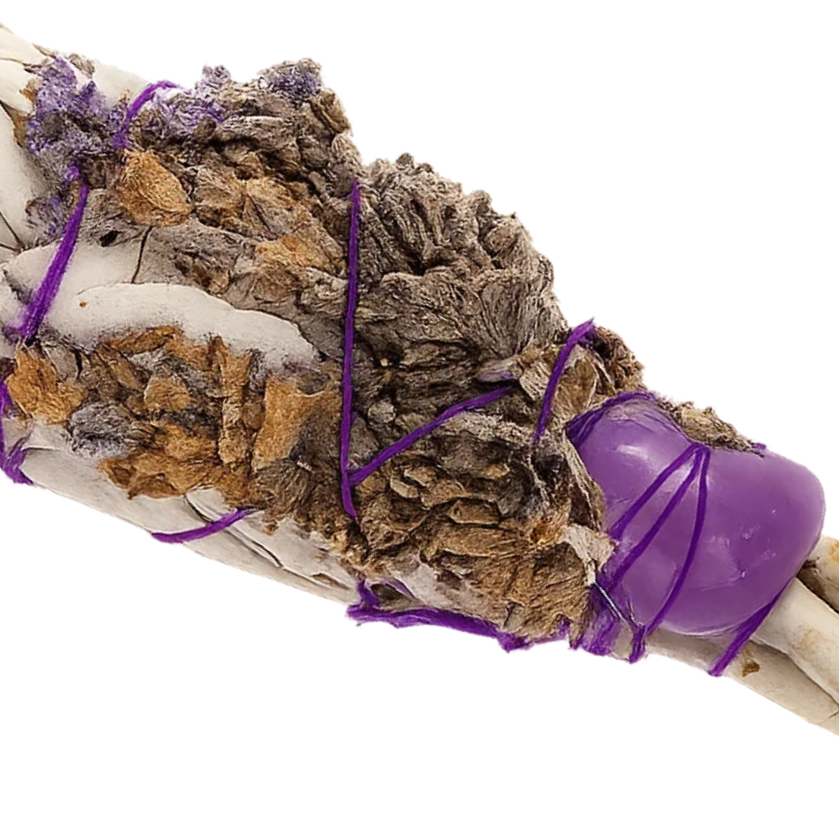 Spiritual Healing Sage Torch (with Amethyst) 10 cm
