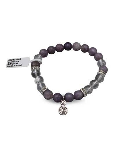 Bracelet Lepidolite with crystal double spiral (8mm)