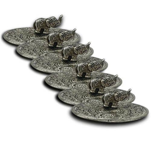 Aluminum Elephant Incense Holder Set 6 Unit