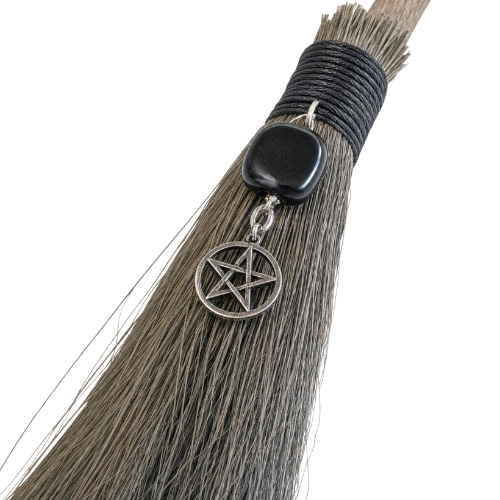 Decoration Altar Broom Pentagram & Black Tourmaline - 42 cm