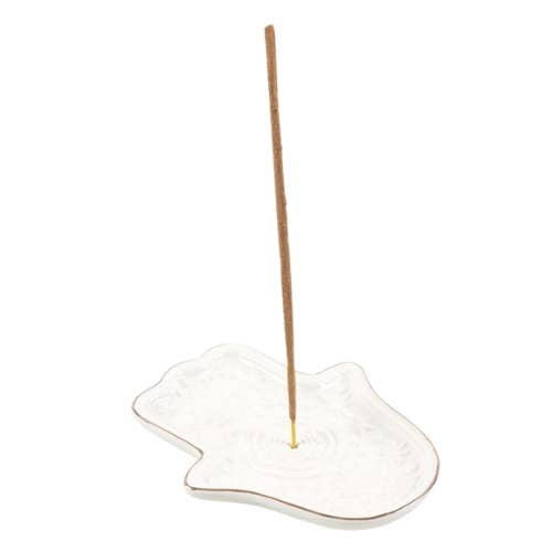 White Hand of Hamsa Incense Holder and Trinket Dish