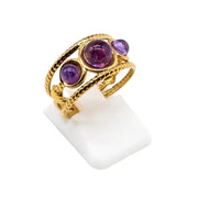 Anillo triple de acero inoxidable con amatista