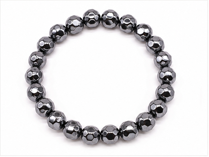 Hematite Faceted Beads Bracelet 8mm - Brazil