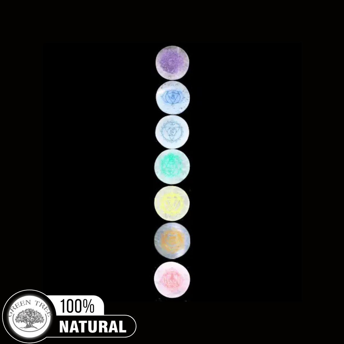 Seleniet Cirkel 7 Chakra's 4cm 7 st.