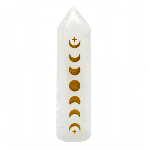 5cm Clear Quartz Moon Phase Crystal Point