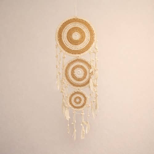 Large Pastel pink coloured Triplet of knitted Dreamcatchers