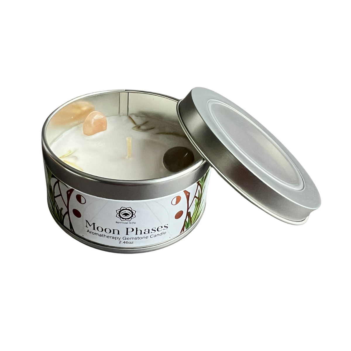 Green Tree Gemstone Candle Moon Phases Rosemary 70g