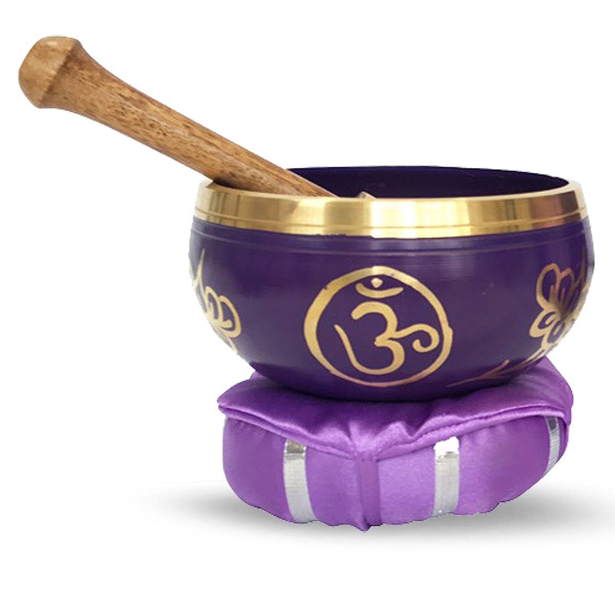 Brass Singing Bowl with stick & Cushion 10 cm Crown Chakra