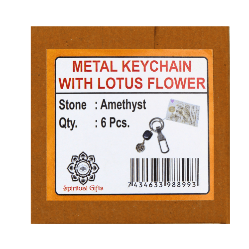 Keychain - Lotus Flower & Amethyst Set of 6 pcs