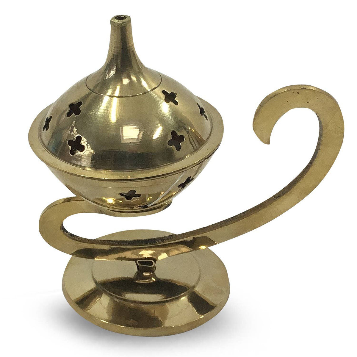 Brass Incense Burner with Handle (10cm)
