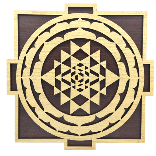 Wooden Grid Double Layer Shree Yantra 25cm Set of 2
