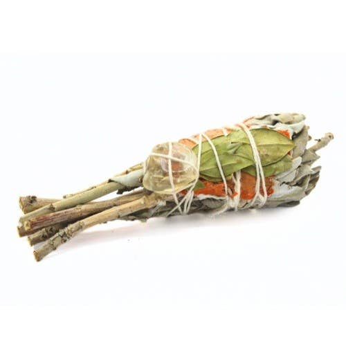 Cleansing Energy Sage Torch (With Citrine) with Label